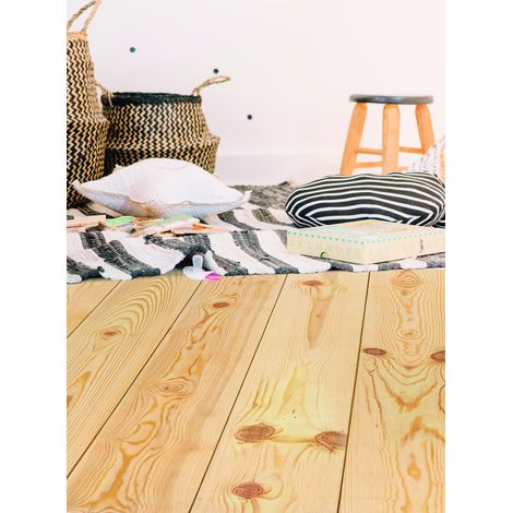 Centrale Brico – Plancher pin maritime 200 x 14 cm – Épaisseur 21 mm – Pose à clouer – Finition brute pour chantiers secs