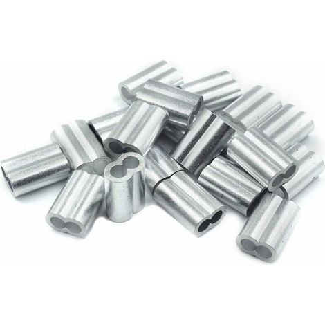 20x Manchons à sertir en aluminium avec double embouts 4.0 mm Ferrules en aluminium, clip à sertir, manchons de presse, manchons à sertir, connecteurs pour câbles métalliques (1/5)
