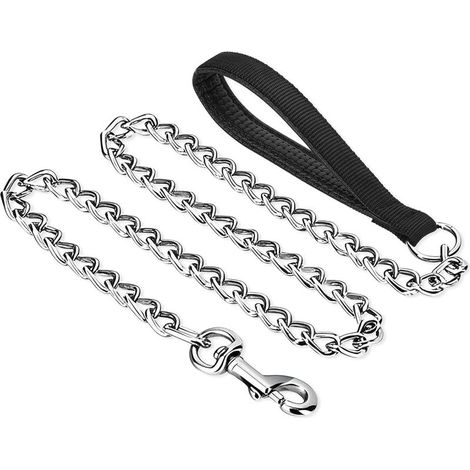 (M, Noir) Laisse de Dressage pour Chien Animaux Domestiques Laisse Réglable en Métal avec Poignée Rembourrée (1/5)