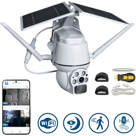 Telecamera Solare da Esterno 2K WiFi/4G, IP66, Visione Notturna WIFI Bianco