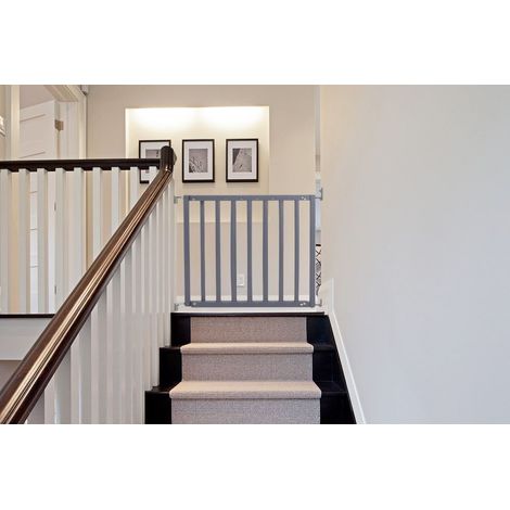Safetots Barriere Pour Haut De Escaliers En Bois, Barriere De Securite A Fixation Par Vis, 63.5m - 105.5cm, Gris (1/5)