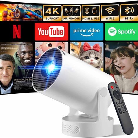 Bleosan – Mini vidéoprojecteur 4K avec WiFi 6 – Projection 40-130 pouces – Correction trapézoïdale automatique – Support rotatif 210° (1/5)
