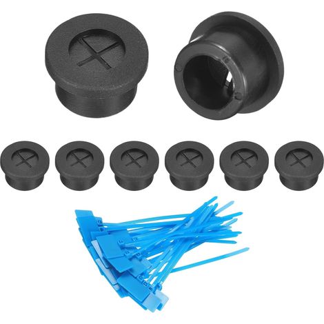 8Pcs Passe-Câble, 5/8"(16mm) O-Rings En Caoutchouc Pour Bureau Couvre-Trou De Passage Avec Attaches-Câble Marquées Pour Protection Des Fils À La Maison Au Bureau, Noir (1/5)