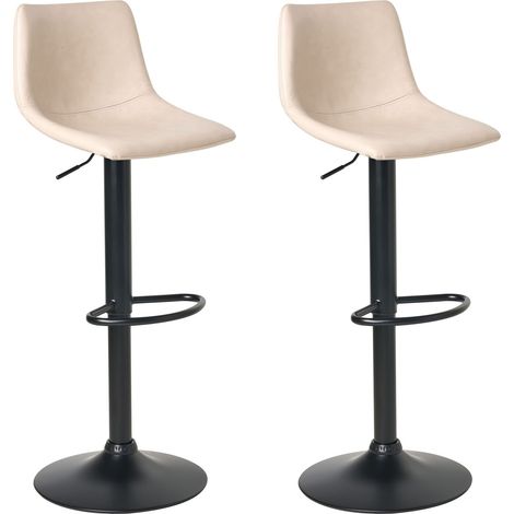 Set di 2 sgabelli da bar girevoli regolabili in altezza e con poggiapiedi Modernamente imbottiti in ecopelle Beige chiaro Lebrija (1/5)