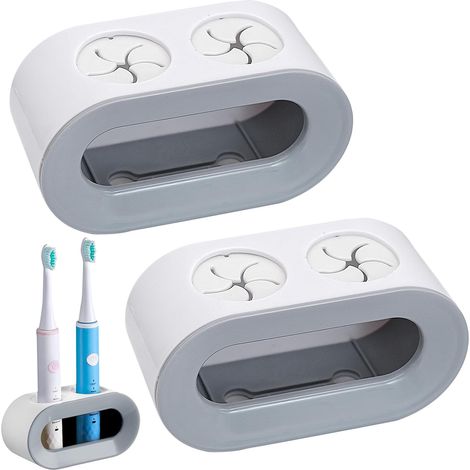 Juego de 2 soportes grises ajustables, adhesivo fuerte, para cepillo eléctrico, fácil montaje en la pared.