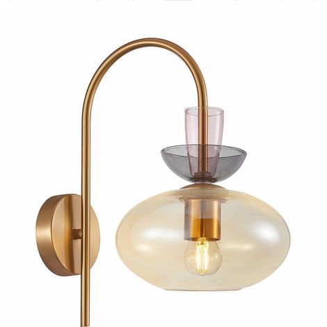 Applique murale décorative dorée verre coloré E27 40W