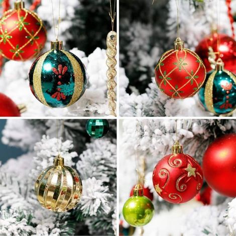 Boules de Noël - 30 Pièces - 6CM - Plastique Incassable - Or, Rouge, Vert (1/3)