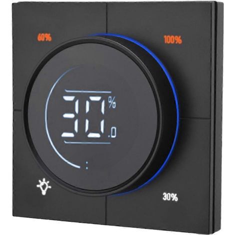 Interrupteur variateur rotatif sans fil 3.0, panneau PC, interrupteur mural pour éclairage, 150-300 W, AC 110-240 V, affichage LCD numérique Yandex (noir) (1/5)