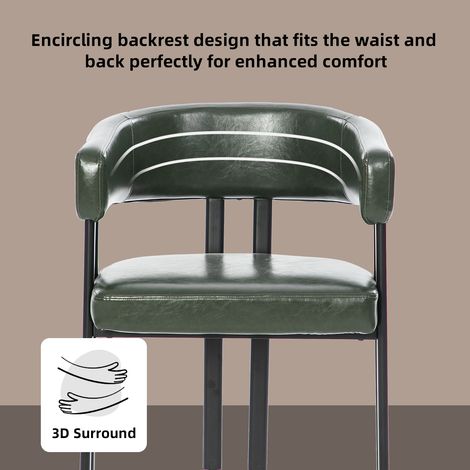 Chaise salle à manger moderne similicuir résistant, forme tonneau accueillante, accoudoirs confortables dossier incurvé pieds métal, restaurant chic (1/5)
