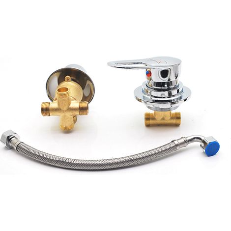 2/3/4/5 Voies Robinet De Douche Mitigeur D'Eau Froide Et Chaude En Deux Parties Double Support Commande Type Rotatif Fixe (Thread 4 way) (1/5)