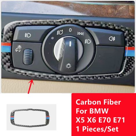(J) Autocollants en fibre de carbone compatibles avec BMW X5 X6 E70 E71 : garnitures de protection intérieure, autocollants décoratifs et accessoires de personnalisation automobile (1/5)