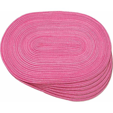 Lot de 6 sets de table ovales tressés, antidérapants, lavables, résistants à la chaleur, pour salle à manger, cuisine, fête, décoration quotidienne (13 rouge baie, 6)'13 Rouge Baie 6 pcs'13 Rouge Baie (1/5)