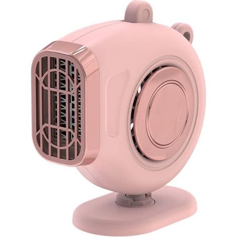 Mini-Auto-Heiz-/Entfrosterlüfter mit Zigarettenanzünderstecker, drehbarem Sockel und Verkleidungsclip, 12 V, 150 W, automatische Heiz-/Kühlfunktion (rosa) (1/5)