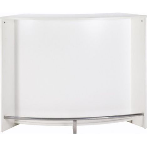 Les Tendances – Comptoir de bar blanc Snack 134.5 cm – 2 tablettes réglables – Repose-pieds métallique – Structure en panneaux de particules