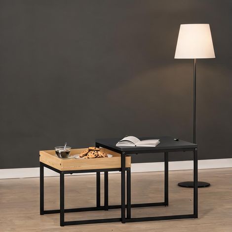 Table basse coloris noir en mDF acier 45 x 45 x 45 cm (1/5)