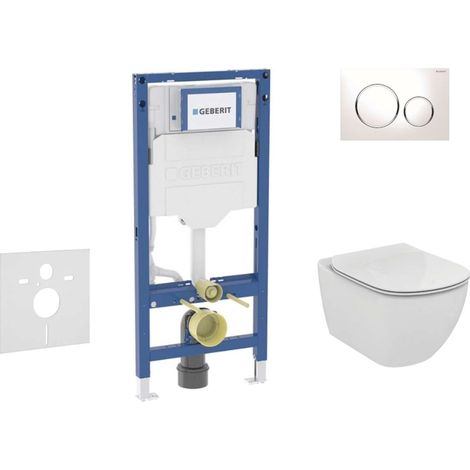 Geberit Duofix - Set Vorwandelement, Tesi-WC mit Sitz und Sigma20-Betätigungsplatte, weiß/Chrom SANI11CD3119