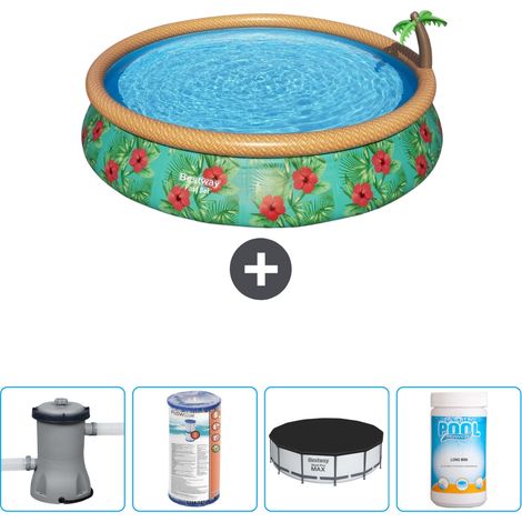 Piscine gonflable ronde Bestway à réglage rapide - Paradise Print - 457 x 84 cm - Comprend des Accessoires CB51 (1/4)