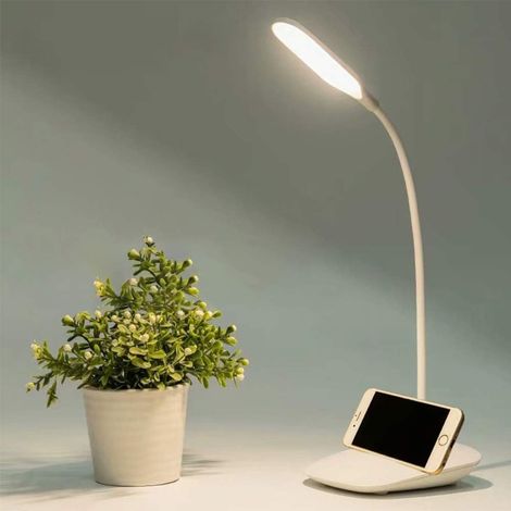 Lampe de bureau LED rechargeable à intensité variable, lampe de lecture de protection des yeux, lampe de bureau LED à détection tactile, lampe de livre 3 niveaux de luminosité, peut être pivotée à 360