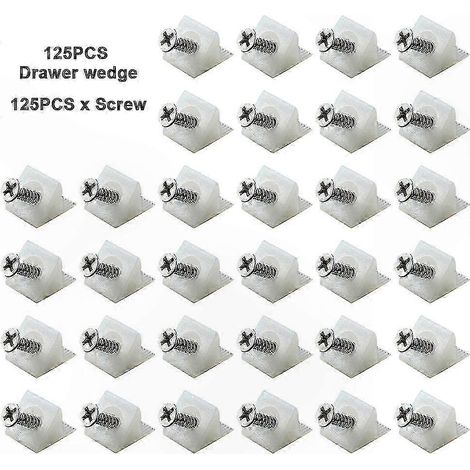 Lot de 125 supports en plastique pour meubles et tiroirs, vis incluses (1/2)