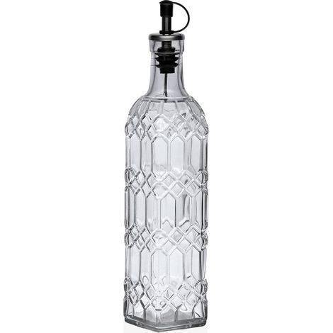 VERSA aceitera vidrio decorada 500ml 5,5x30 cm , Aceitera vidrio decorada 5,5 x 30 cm. -Marca Versa. -Aceitera en cristal con capacidad de 500 ml. -Tapón antigoteo.