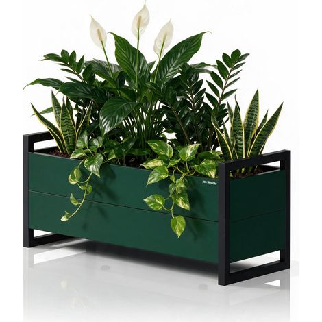 Cache-pot métallique bas vert bouteille-anthracite, 1000x430x380 mm: MARGARET