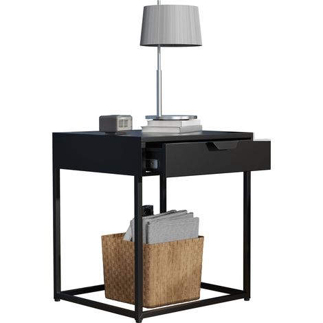FlokasS table de nuit 1 tiroir noir. (1/2)