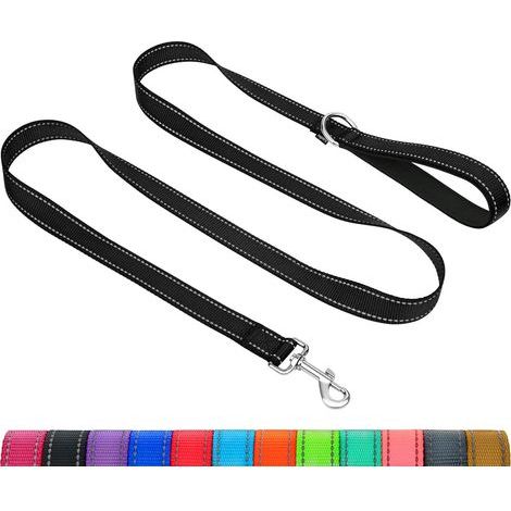 Laisse de Dressage réfléchissante pour Chien, poignée rembourrée en néoprène et Crochet en métal, 1.8m x 2.0cm Laisse en Nylon pour Petits Chiens, Noir (1/5)