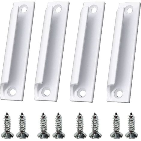 LYERCW - Poignée de porte extérieure pour balcon, poignée de porte extérieure, poignée de porte-fenêtre (lot de 4) blanche (1/5)