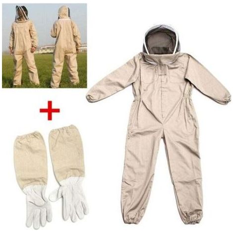 Combinaison d'apiculteur XXL – Équipement de protection en coton respirable – Gants longs inclus – Chapeau anti-abeilles intégré (1/4)