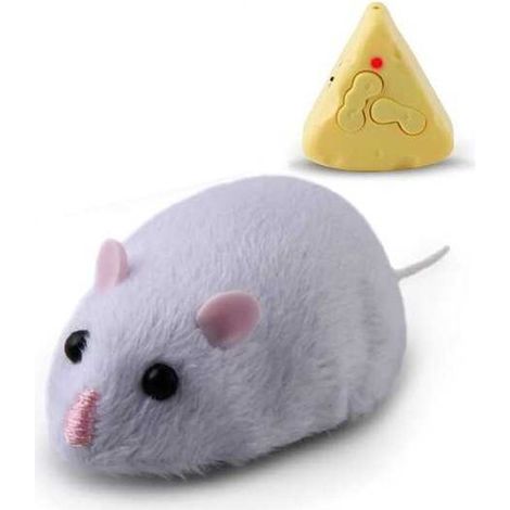 Juguete de ratón de peluche，Juguete realista para gatos con control remoto，Juguete cómodo para ratas，Gris claro