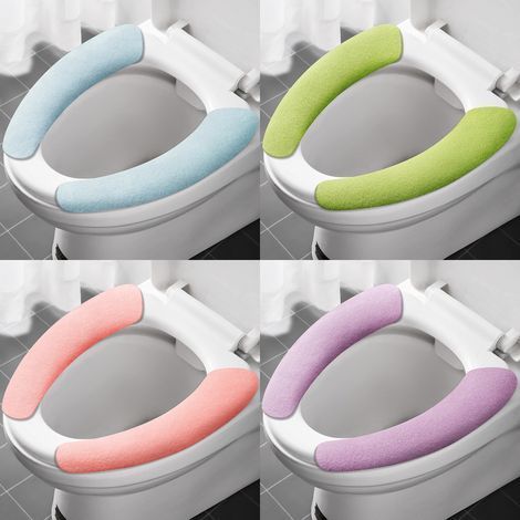 4 coussins de siège de toilette, coussins de housse de siège de toilette, autocollants de coussin de siège de toilette, rondelles de toilette collantes, autocollants de toilette ménagers (1/5)
