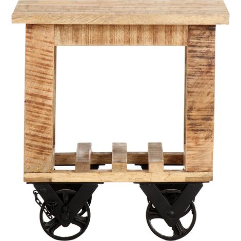 Maison Exclusive - Tavolino Laterale con Ruote 40x40x42cm in Legno di Mango Grezzo