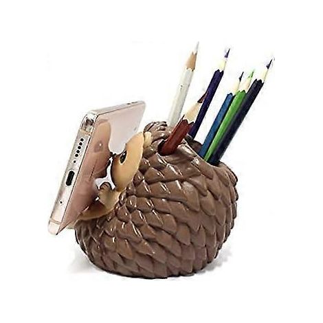 Support de téléphone hérisson mignon 2025, pot à crayons hérisson, décoration de bureau en résine, vase, boîte de rangement de bureau, organisateur de bureau (1/5)