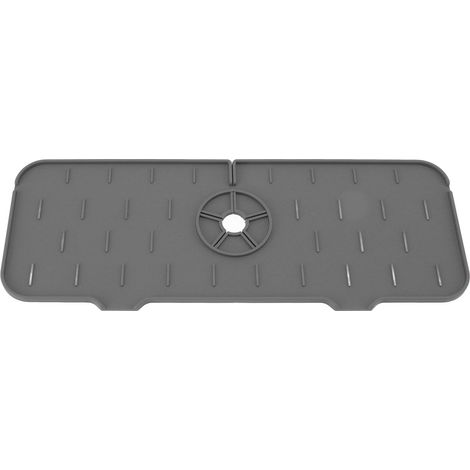 Tapis de robinet en silicone gris, récupérateur d'eau, égouttoir et tapis de séchage pour évier de cuisine (1/5)