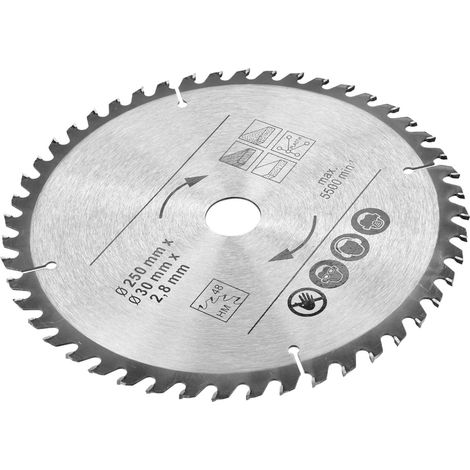 Kreissägeblatt 250 mm 48T & 60T TCT Sägeblatt 30 mm Bohrung (1/5)
