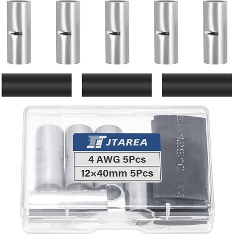 4 AWG Cosses Électriques a Sertir Bout à Bout Non Isolées Kit avec Gaine Thermorétractable Connecteurs Electriques à Sert 25 mm² Câble Crimp Terminal Connecteur Électrique (Paquet de 10) (1/5)