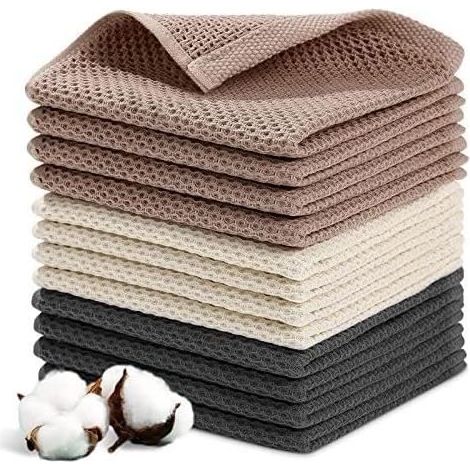 Torchons de Cuisine - Non spécifié - 12pcs - 34x34cm - 100% Coton - Blanc et Rose (1/4)