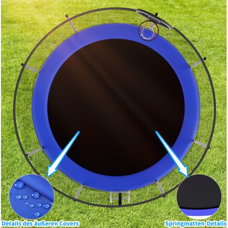 Trampoline extérieur 305 cm filet sécurité bleu OKMYHOME (1/5)