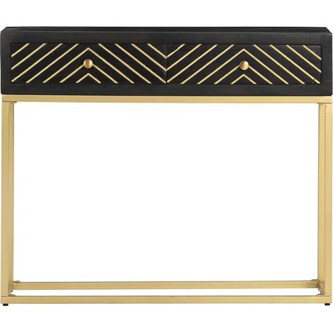 Maison Exclusive - Table console Noir et doré 90x30x75 cm Bois de manguier massif (1/5)