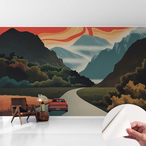 Fotomurale adesivo - murale da parete - Carta da parati autoadesiva - design parete moderno - Avventura in montagna 416x254 cm (1/5)