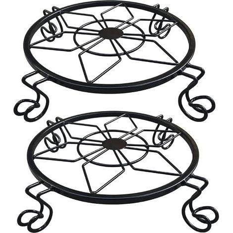 Support pour Plantes en Pot,Support pour Plante en Métal Résistant à la Rouille, Table de Jardin Design en Fer Forgé,Porte-Pots de Fleur en Fer Forgé- Noir (1/5)