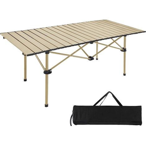 TrAdE Shop Traesio - Tavolo Pieghevole Da Campeggio Esterno Portatile Giardino Balcone Pic Nic Beige 632838 - (1/5)