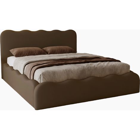 Emporius – Lit coffre 140x200 cm avec rangement – Tissu velouté imperméable – Style moderne capitonné – Sommier à lattes inclus (1/5)
