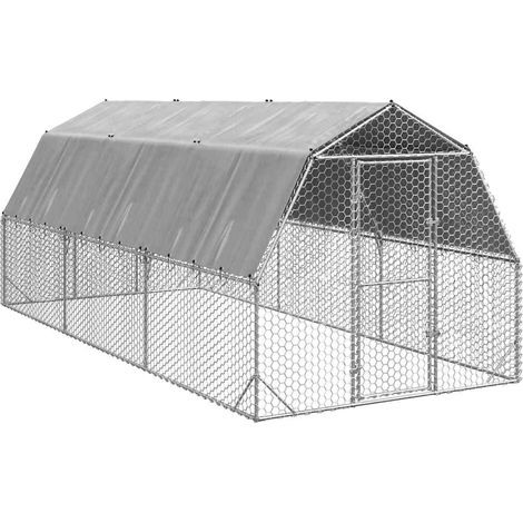 Hühnerstall mit Dach 2,5x6x2,25 m Verzinkter Stahl