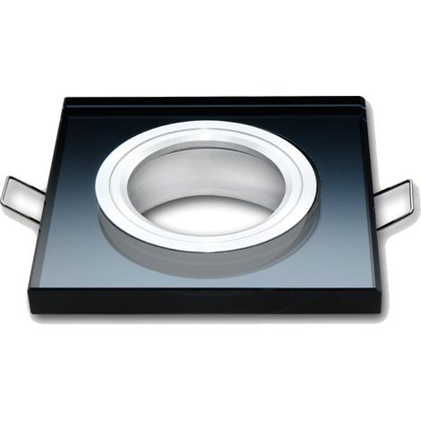 Einbaustrahler GU10 Einbaurahmen Glas Einbauleuchte Ø75mm Bohrloch inkl. GU10 Fassung für LED Leuchtmittel Schwarz Eckig