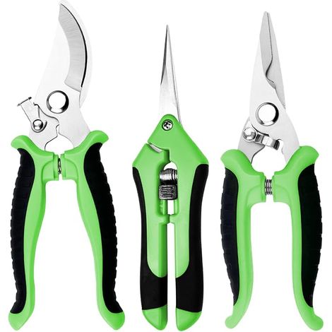 3 Pièces Sécateur De Jardin, Ciseaux Jardinage, Sécateur Professionnel, Coupe Branches, Cisaille de Jardin, Secateur Fleurs pour Plantes, Fleurs, Branches, Roses, Bonsaïs, Légumes, Fruits (1/5)