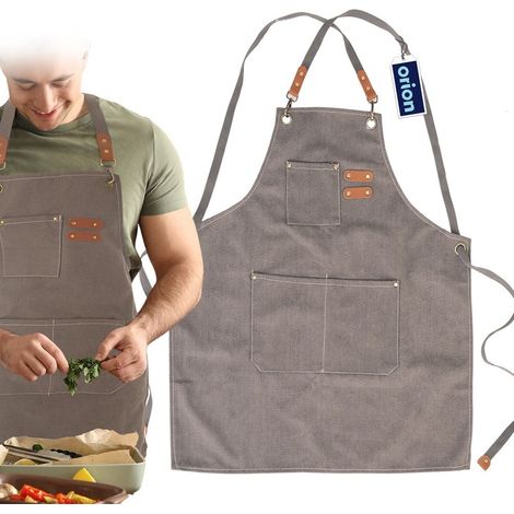 Grembiule da cucina in cotone con lacci protettivi per cucinare e grigliare (1/5)