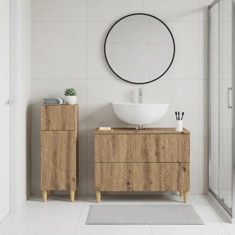 vidaXL 2 Piece Bathroom Cabinet Set DELFT Artisan Oak Engineered Wood (1/5)