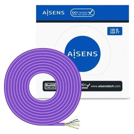 Aisens A135-0747 Cable de Red RJ45 LSZH Cat.6 UTP Rigido AWG23 CCA (Aleacion), Violeta, 100M