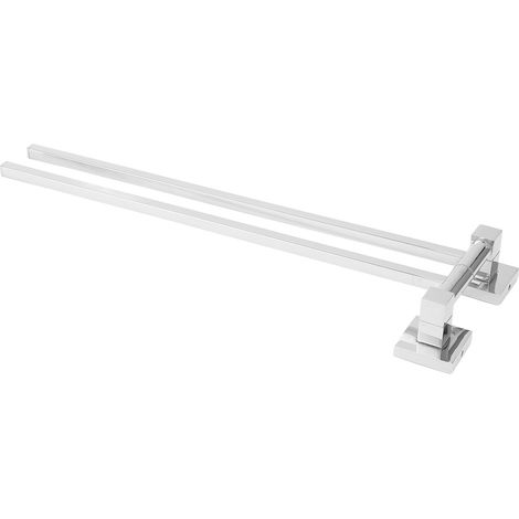 Porte-serviettes en acier inoxydable, pivotant à 180°, avec 2 barres pour salle de bain. (1/5)